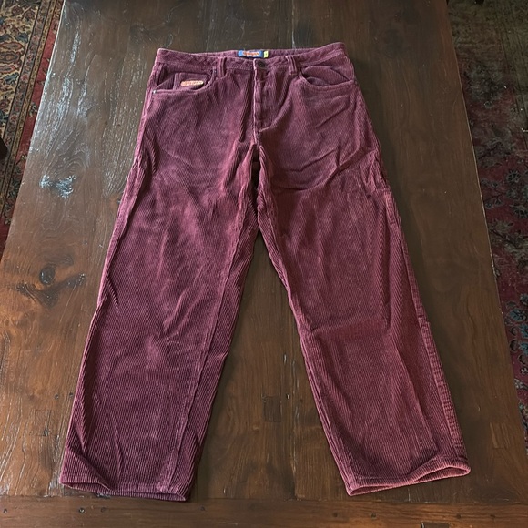 Empyre Men's Skate Corduroy Pants Size 34 Relax Fit Maroon Burgundy - Picture 1 of 8